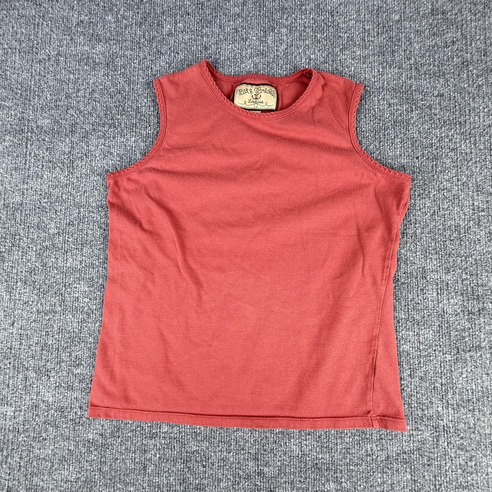 Bit & Bridle Tank Top Womens Medium Pink Crew Neck Sleeveless Cotton Blend